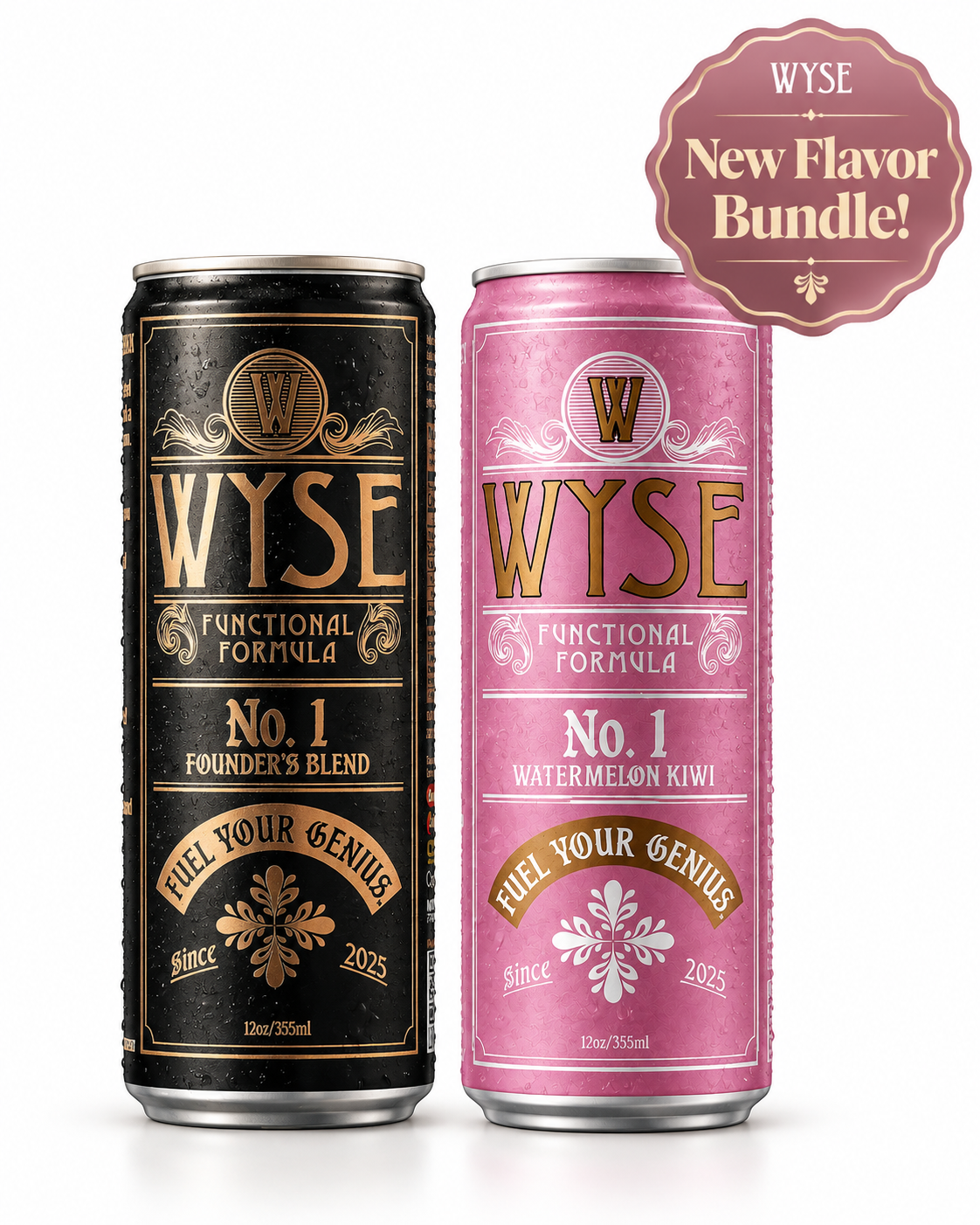 Wyse Can Flavor Bundle - Founder's Blend & Watermelon Kiwi - 12oz Nootropic Cans
